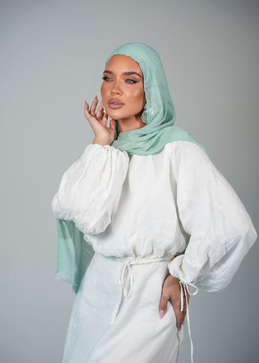 Aqua Crinkle Rayon
