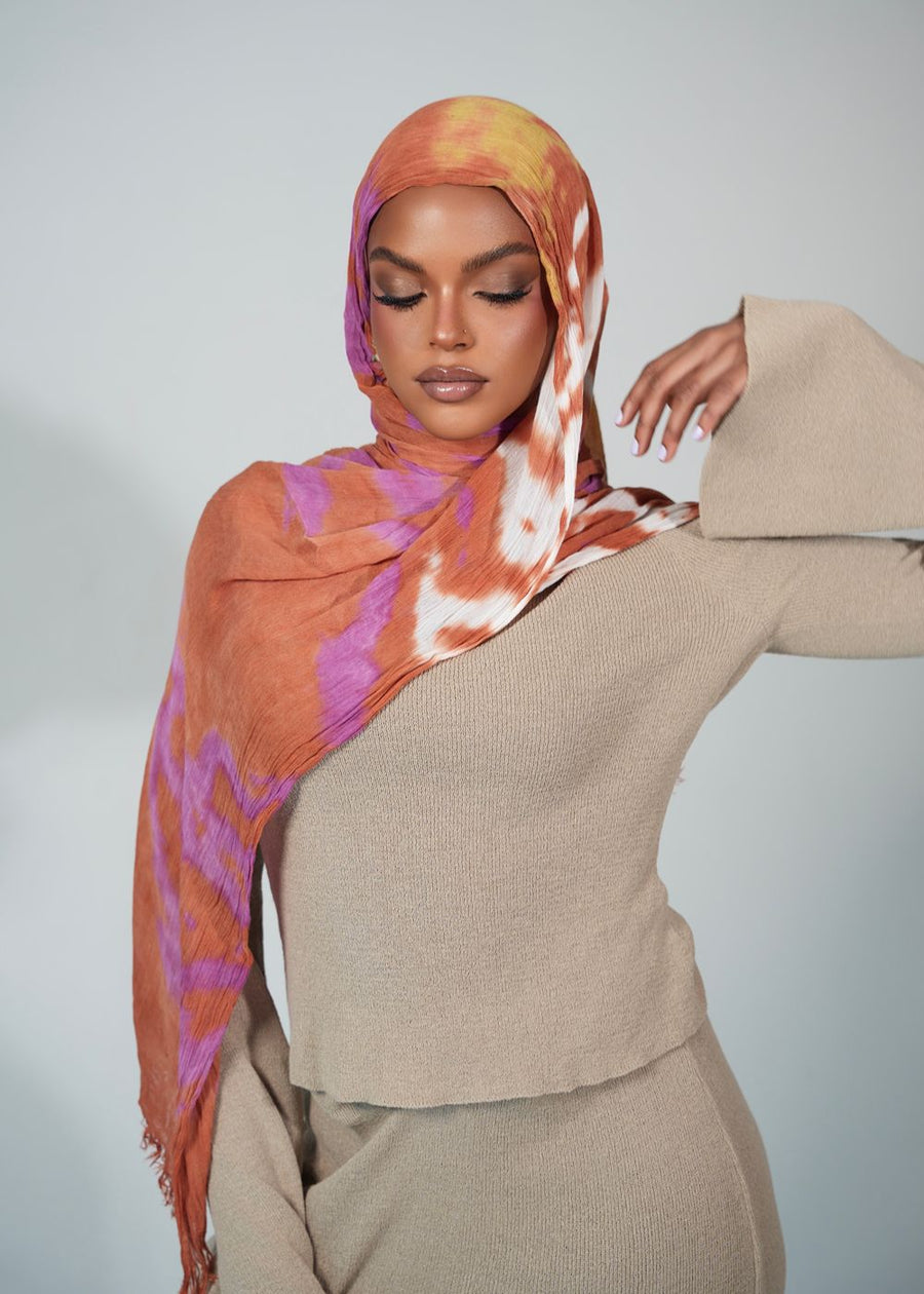 Guava Swirl Crinkle Rayon