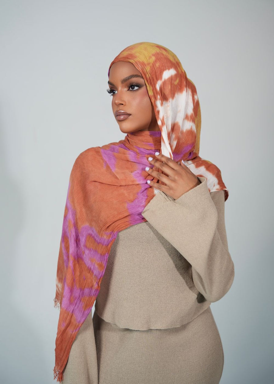 Guava Swirl Crinkle Rayon