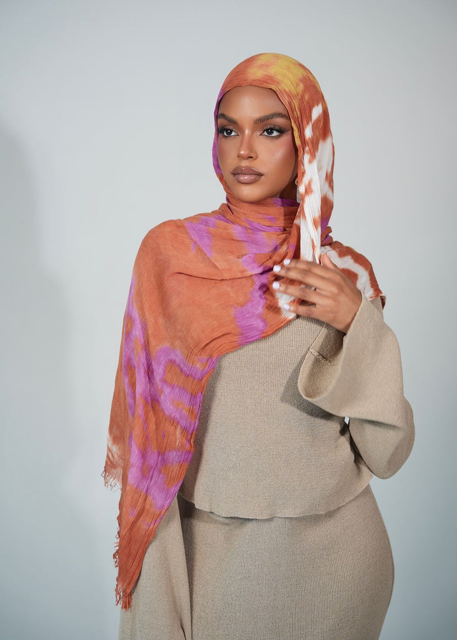 Guava Swirl Crinkle Rayon
