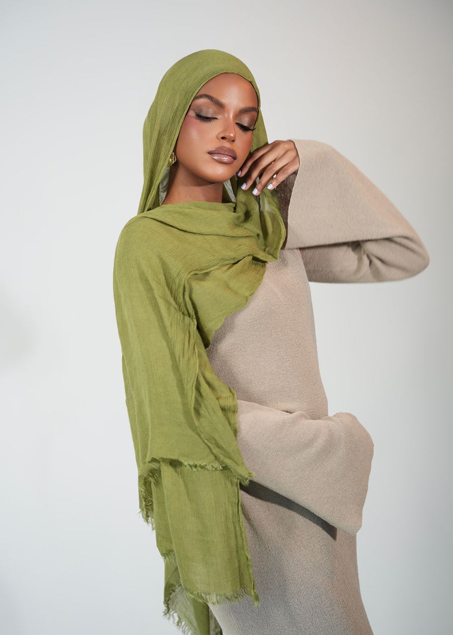 Olive Oil Crinkle Rayon