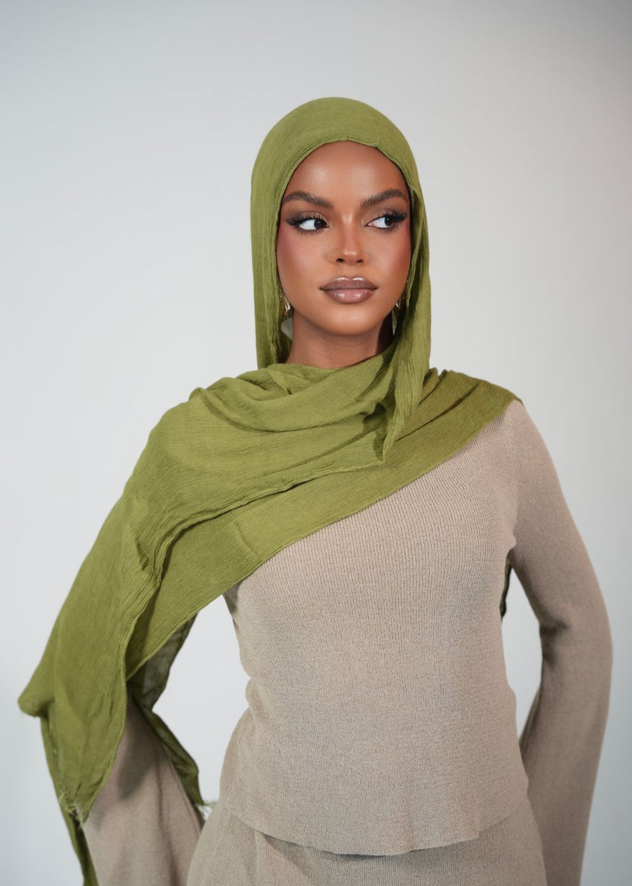 Olive Oil Crinkle Rayon