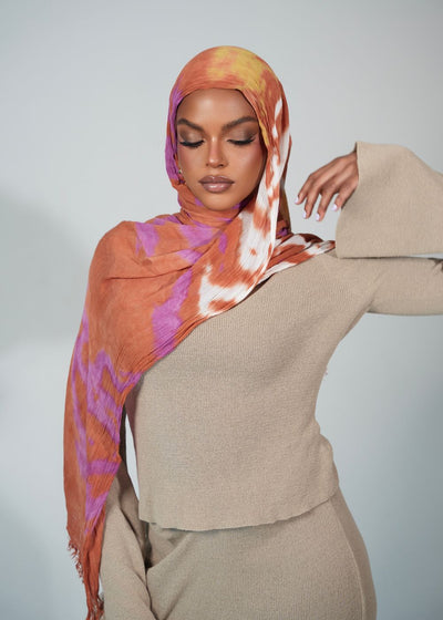 Guava Swirl Crinkle Rayon