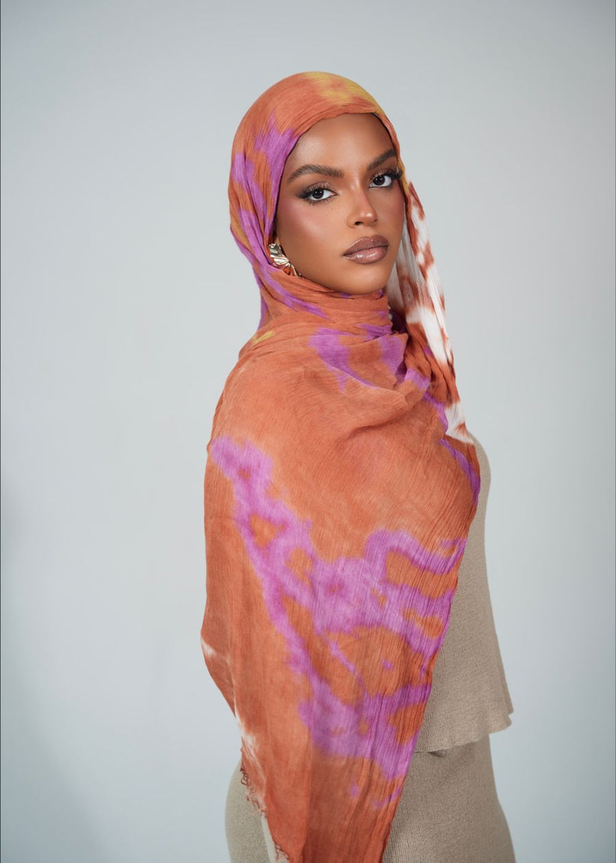 Guava Swirl Crinkle Rayon