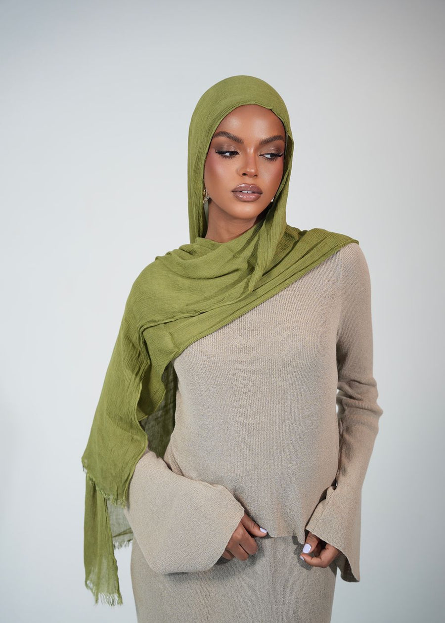 Olive Oil Crinkle Rayon