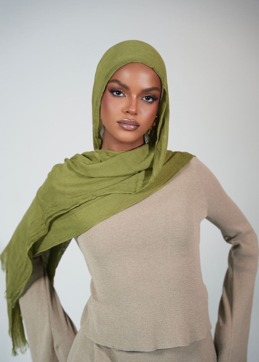 Olive Oil Crinkle Rayon