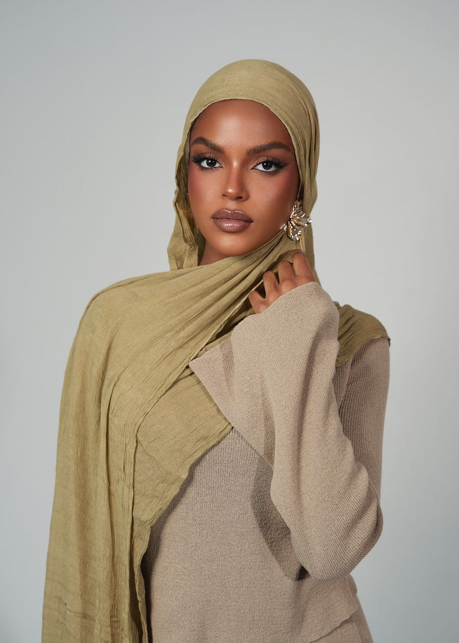 Pistachio Gold Crinkle Rayon