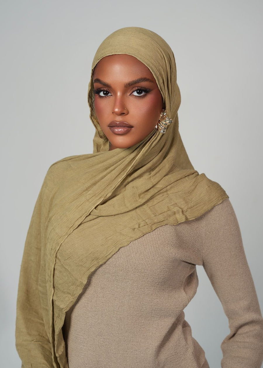 Pistachio Gold Crinkle Rayon