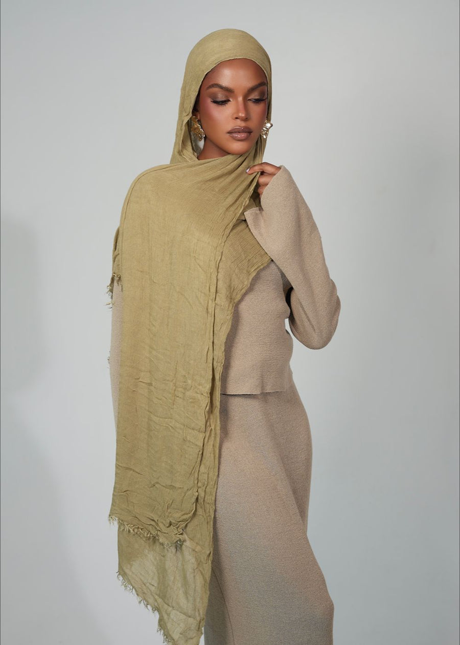Pistachio Gold Crinkle Rayon