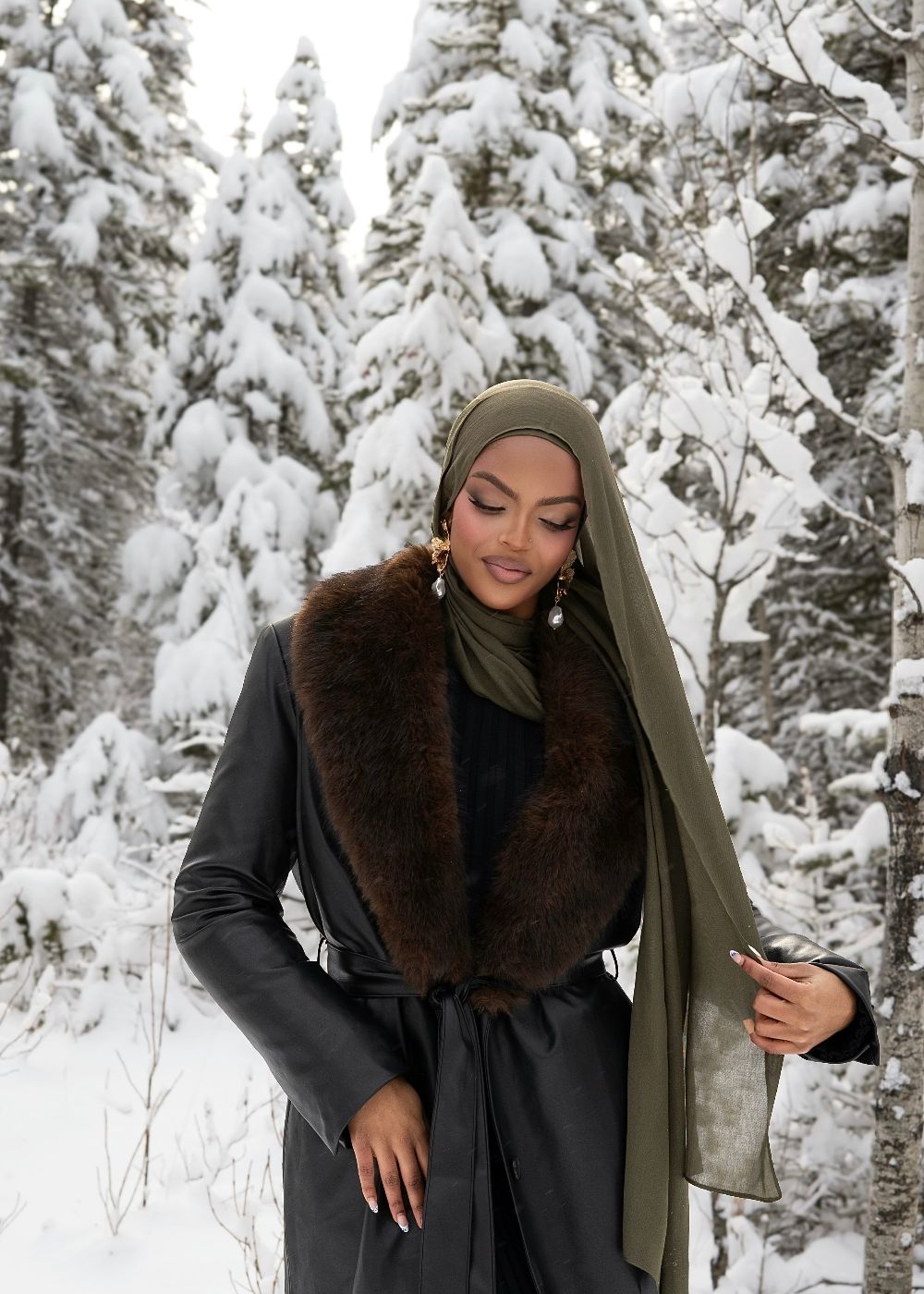新品未使用！bbblllaaahhh SCARF FOR A COLD DAY Pine Premium Modal Hijab