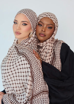 Keffiyeh Modal Hijab - Brown Print