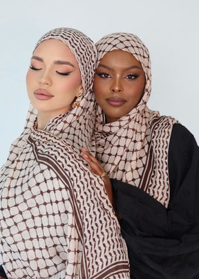 Keffiyeh Modal Hijab - Brown Print